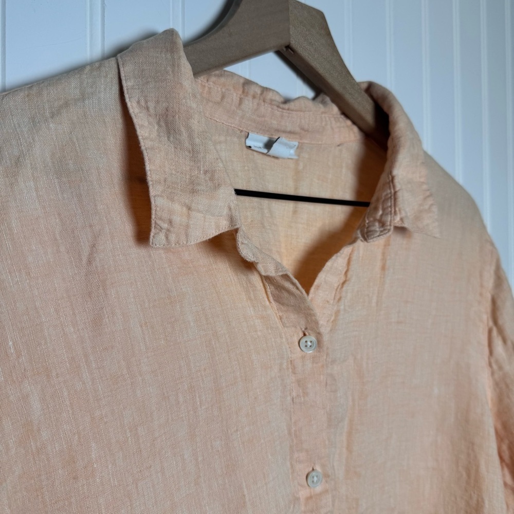 J. Jill 100% Linen Button-Down Long Sleeve Shirt Orange Women’s Size XL - Picture 2 of 12